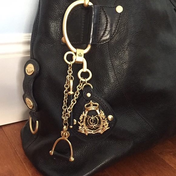 JUICY COUTURE real black leather bag with gold - Picture 2 of 8